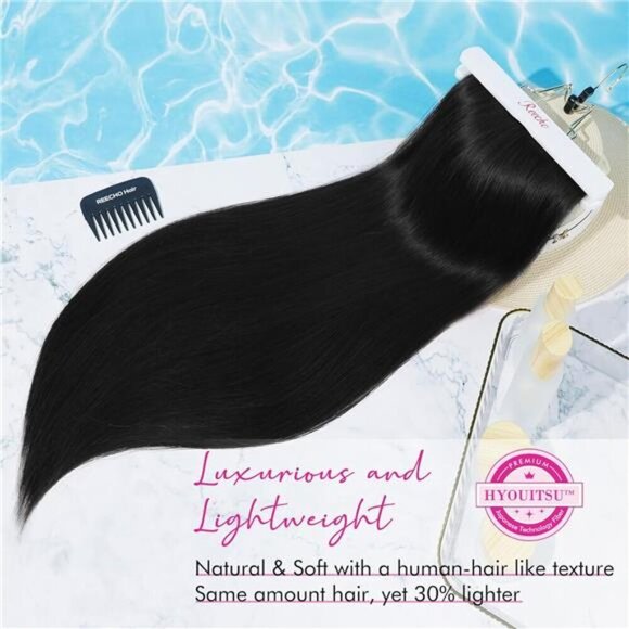 REECHO 28" Straight Super Long 4 PCS Set Thick Clip in on Hair Extensions - Picture 2 of 7